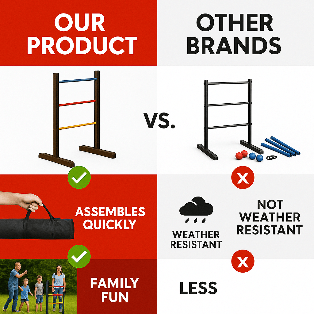 Ladder Toss Game Set β Outdoor Bolaball Yard Game, Lawn Toss Game with Ladder Targets & Soft Bola Balls β Backyard Party Game, Beach, Tailgating, Camping, Family Fun, Portable & Easy Setup
