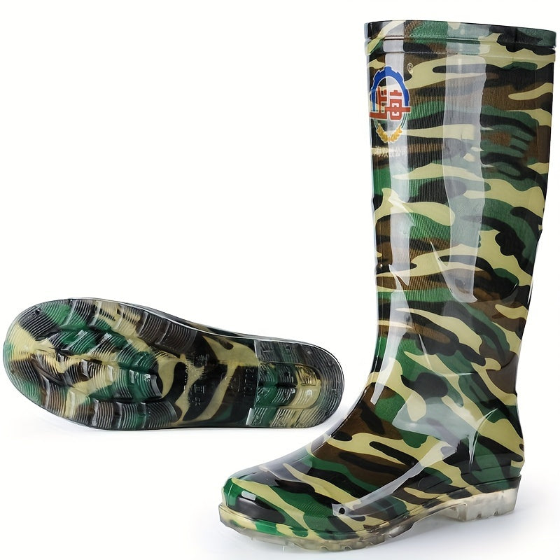 Waterproof High Top Rain Boots For Men, Anti Slip Deck Boots For Outdoor Fishing Boating Gardening