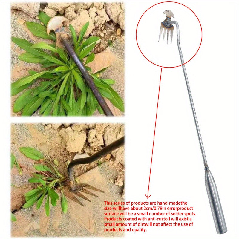 1pc Weed Puller With 4 Teeth, Manganese Steel Forged Gardening Hand Tools, Dual Purpose Weed Remover Tool For Yard, High Strength