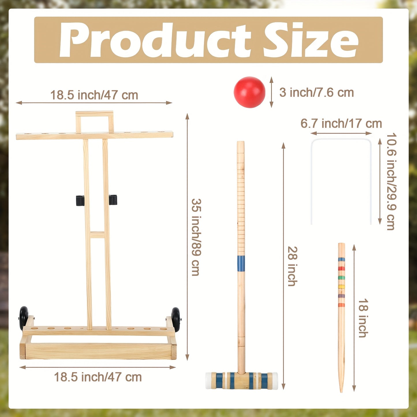 6 Player Croquet Set For Adults And Kids Croquet Lawn Game Kit With Wooden Stand For Backyard Lawn Yard Outdoor Games