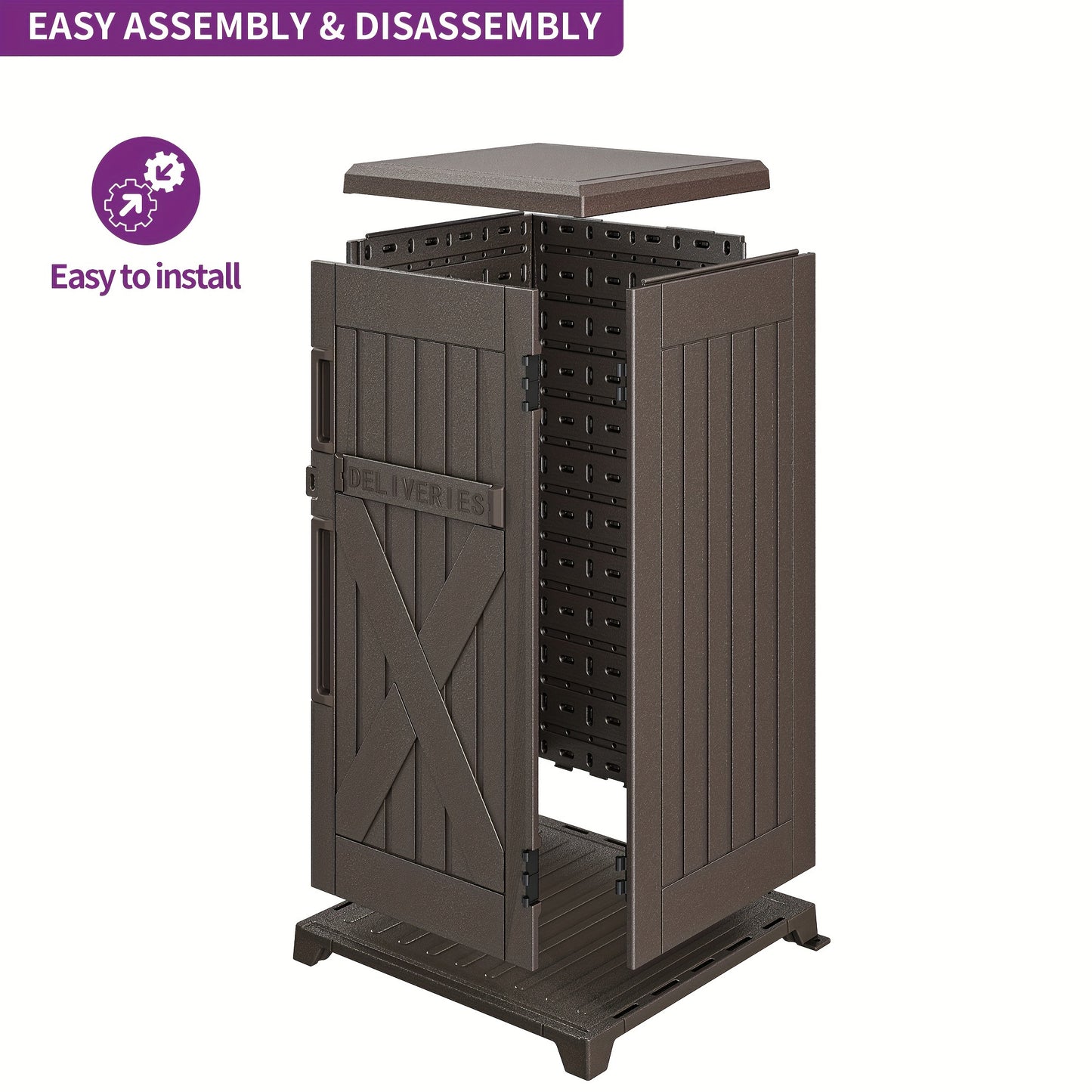 Outdoor Horizontal Storage Sheds w/o Shelf, Weather Resistant Resin Tool Shed, Multi-Opening Door for Storage of Bike, Trash Cans, Garden Tools, 35 cu ft, Waterproof, Lockable, Dark Gray