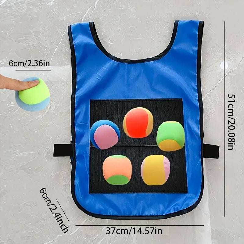 12pcs Family Fun Sticky Ball Game Set, 2 Vests + 10 Balls, Throwing and Chasing Sandbag Game for Outdoor Group Activities with Friends and Family, Durable Material in Red and Blue Colors