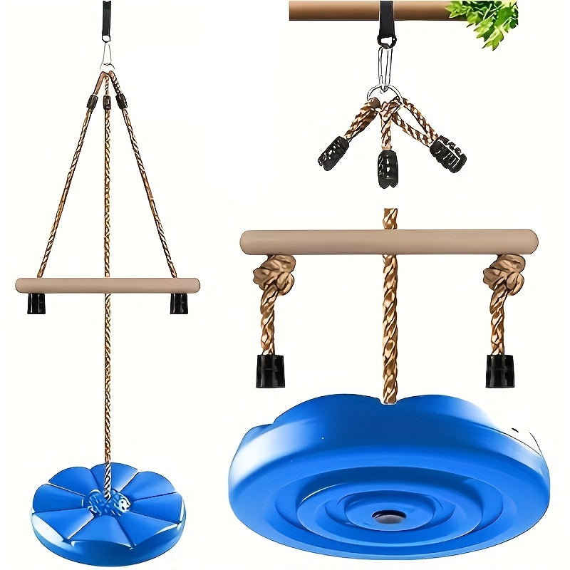 [Fun Disc Swing] 3in1 Fun & Fitness Disc Swing | Rope Swing for Tree, Outdoor/Indoor Swing for Youngsters/Adults, Backyard Swing, Swurfer Swing, Swing Set Accessories, Climbing Frame, Outside Toys, Sports & Outdoor Play Toys,