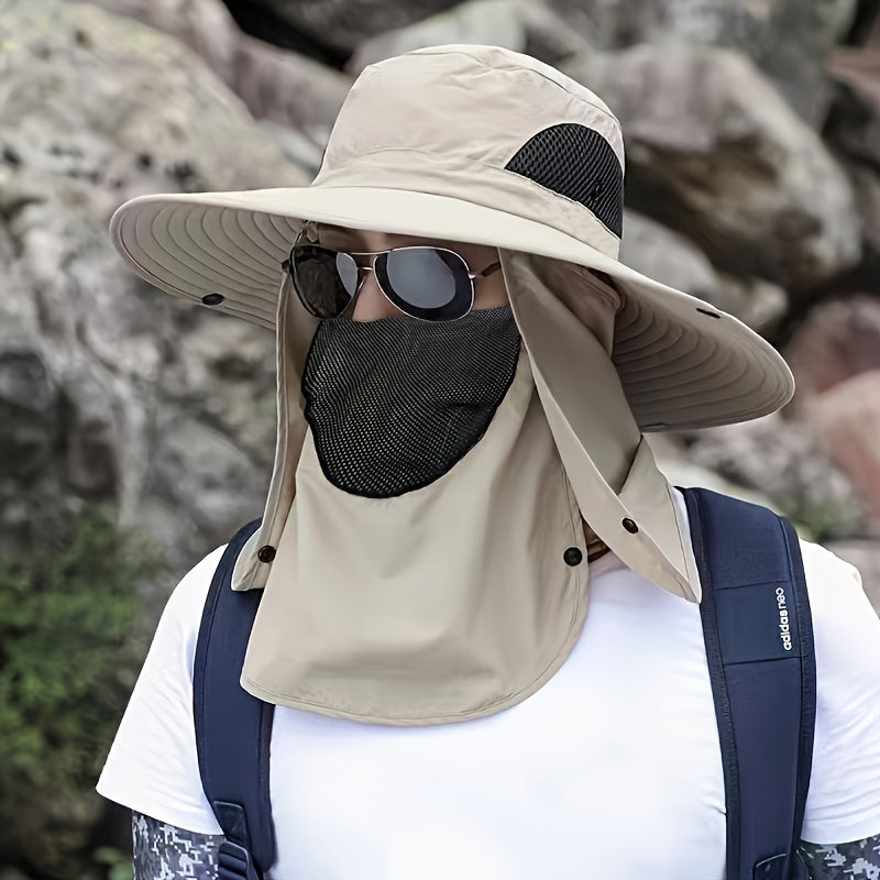1pc Stylish Wide Brim Sun Hat - Ultimate Protection for Face and Neck, Water-Resistant, Breathable, Lightweight, Adjustable Chin Strap, Perfect for Outdoor Enthusiasts - Fishing, Beach, Cycling, Hiking, Gardening, and More