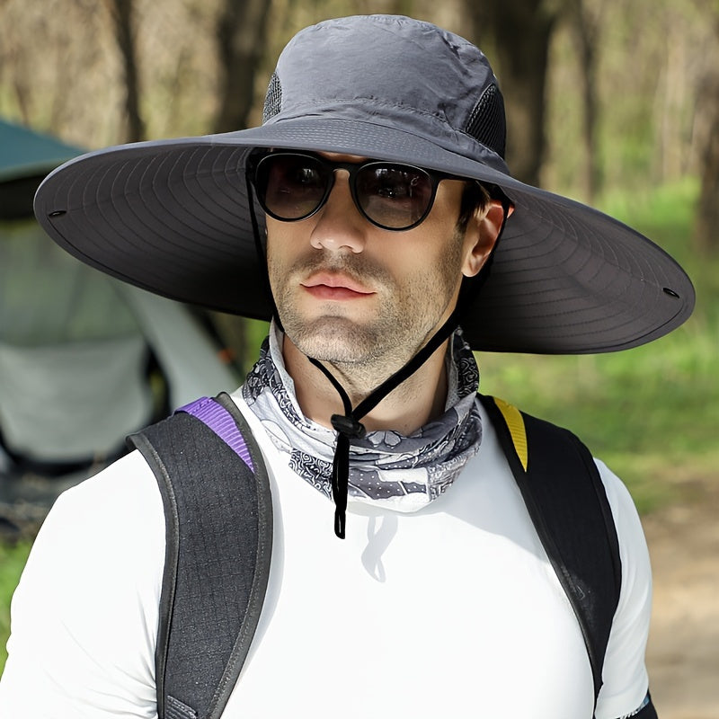 Men's Fashionable Wide Brim Hat - Adjustable Fit, Breathable Fabric, Suitable for Outdoor Vacation, Fishing Trips, and Summer Beach Hats