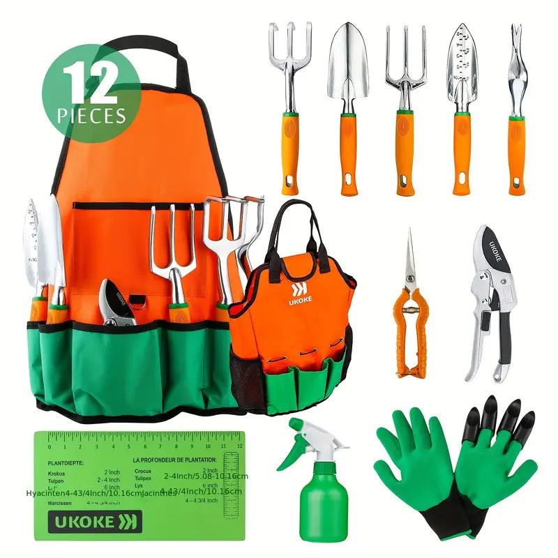 12 Piece Gardening Tool Set with Carrying Bag