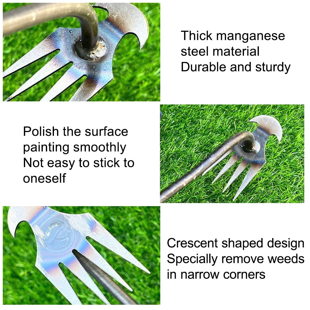 1pc Weed Puller With 4 Teeth, Manganese Steel Forged Gardening Hand Tools, Dual Purpose Weed Remover Tool For Yard, High Strength