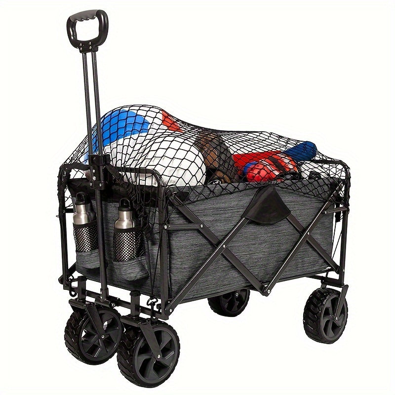 1pc Heavy-Duty Nylon Utility Wagon Cargo Net - Easy-to-Install, Secure Mesh for Garden Carts & Folding Trolleys, Compact & Lightweight with Hooks for Camping Gear, Gardening Tools & Groceries