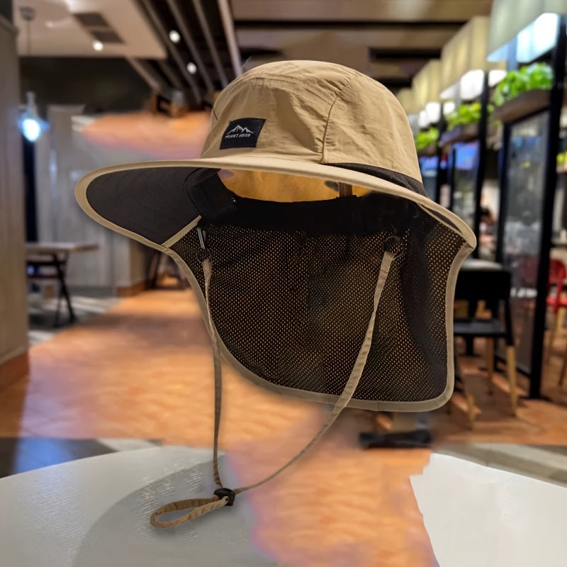 [Breathable Sun Hat] Breathable Polyester 1pc Men's Sun Hat | Perfect for Fishing, Hiking, and Camping - Available in Khaki, Black, Navy Blue, 3 Different Colors, Hand Washable