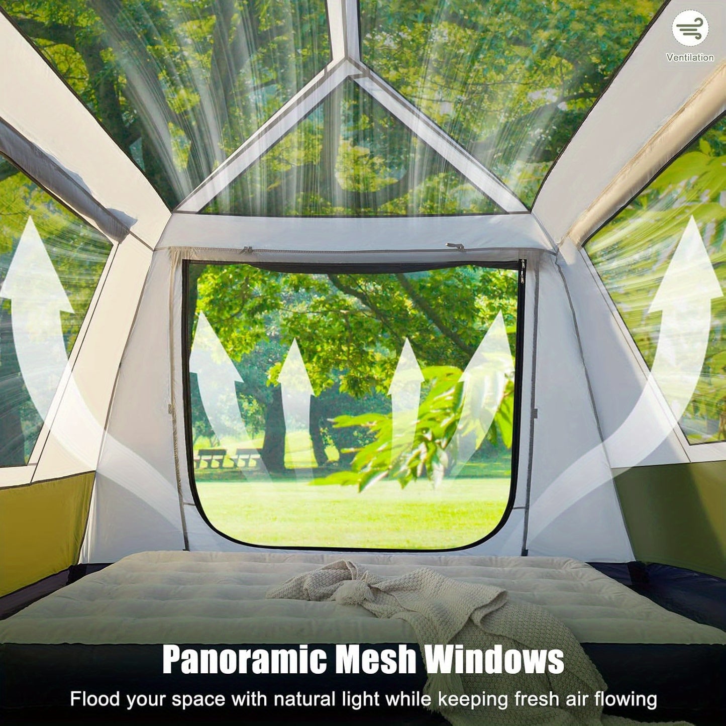4-10 Person Instant Tent | Family Large Pop-up Camping Tent, 60s Easy Setup, High Quality Glamping Cabin with Carry Bag for Outdoor Activities, 4 Season