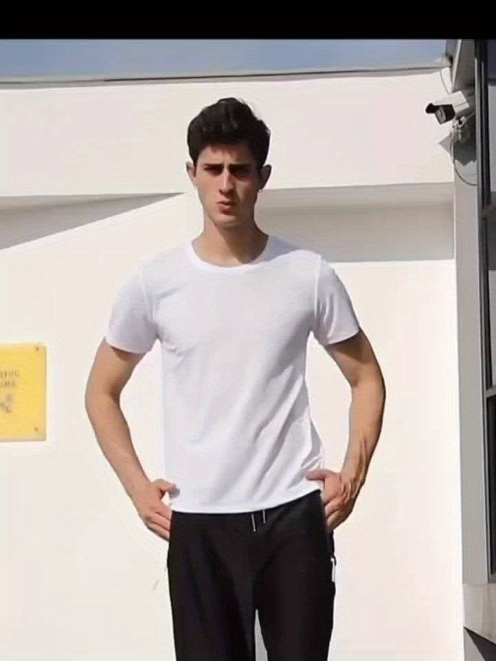 10pcs Men's Ultra-Light Quick-Dry T-Shirts in Black & White - Breathable, Sweat-Wicking Fabric for Gym, Running & Fitness | Comfortable Short Sleeve Crew Neck Tops for Sports Training