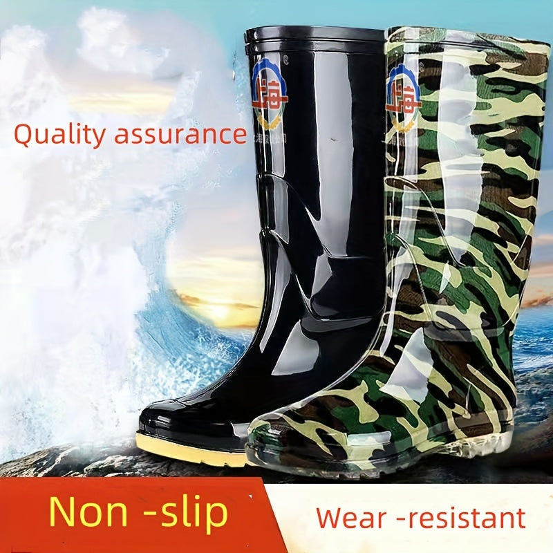 Waterproof High Top Rain Boots For Men, Anti Slip Deck Boots For Outdoor Fishing Boating Gardening