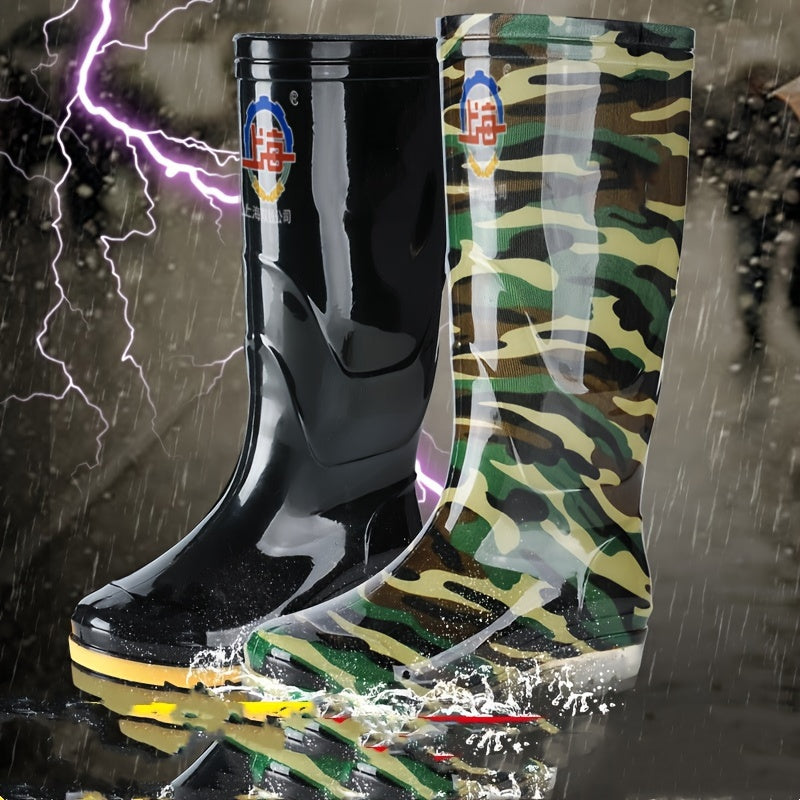 Waterproof High Top Rain Boots For Men, Anti Slip Deck Boots For Outdoor Fishing Boating Gardening