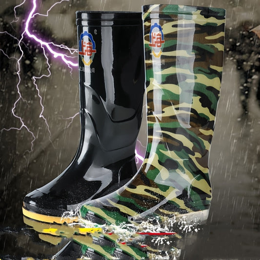 Waterproof High Top Rain Boots For Men, Anti Slip Deck Boots For Outdoor Fishing Boating Gardening