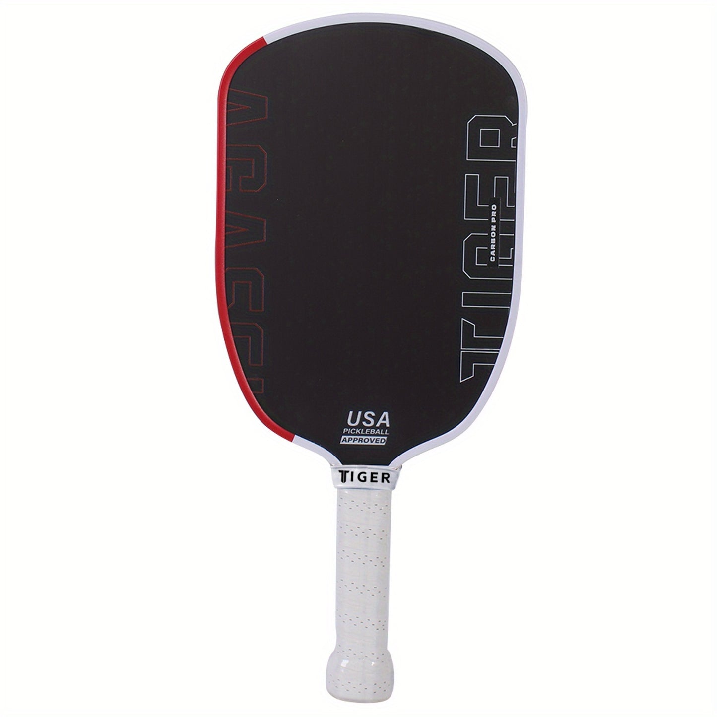 Carbon Fiber Agassi Pro 16mm Pickleball Paddle - T700 Thermoformed Carbon Fiber, Elongated Design for Spin, Power & Control, Carbon Friction Surface, Cold-Press Durable Construction - White/Red/Black, Gift for Men & Women, Re