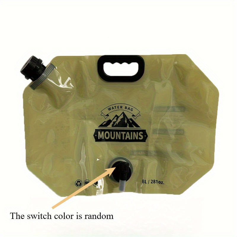 [Portable Water Bag] Thickened Foldable 8L/28oz PE Portable Water Bag with Faucet | Rectangular Design, Suitable for Outdoor Enthusiasts, Camping, Hiking, and Travel