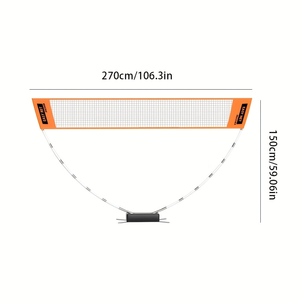 Portable Badminton Net with Carry Bag - Foldable Nylon Sports Net for Tennis, Volleyball & Badminton, Easy Setup & Storage, Orange & Black Design for Home Use
