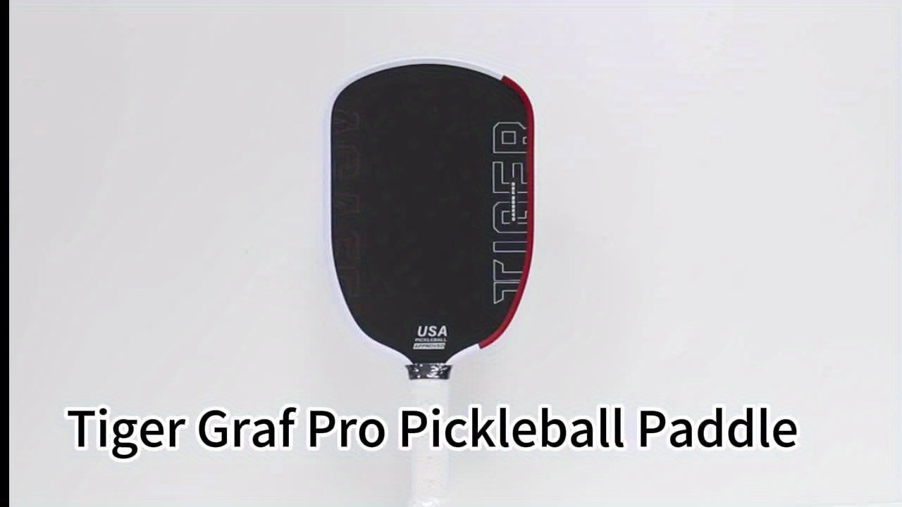 Carbon Fiber Agassi Pro 16mm Pickleball Paddle - T700 Thermoformed Carbon Fiber, Elongated Design for Spin, Power & Control, Carbon Friction Surface, Cold-Press Durable Construction - White/Red/Black, Gift for Men & Women, Re