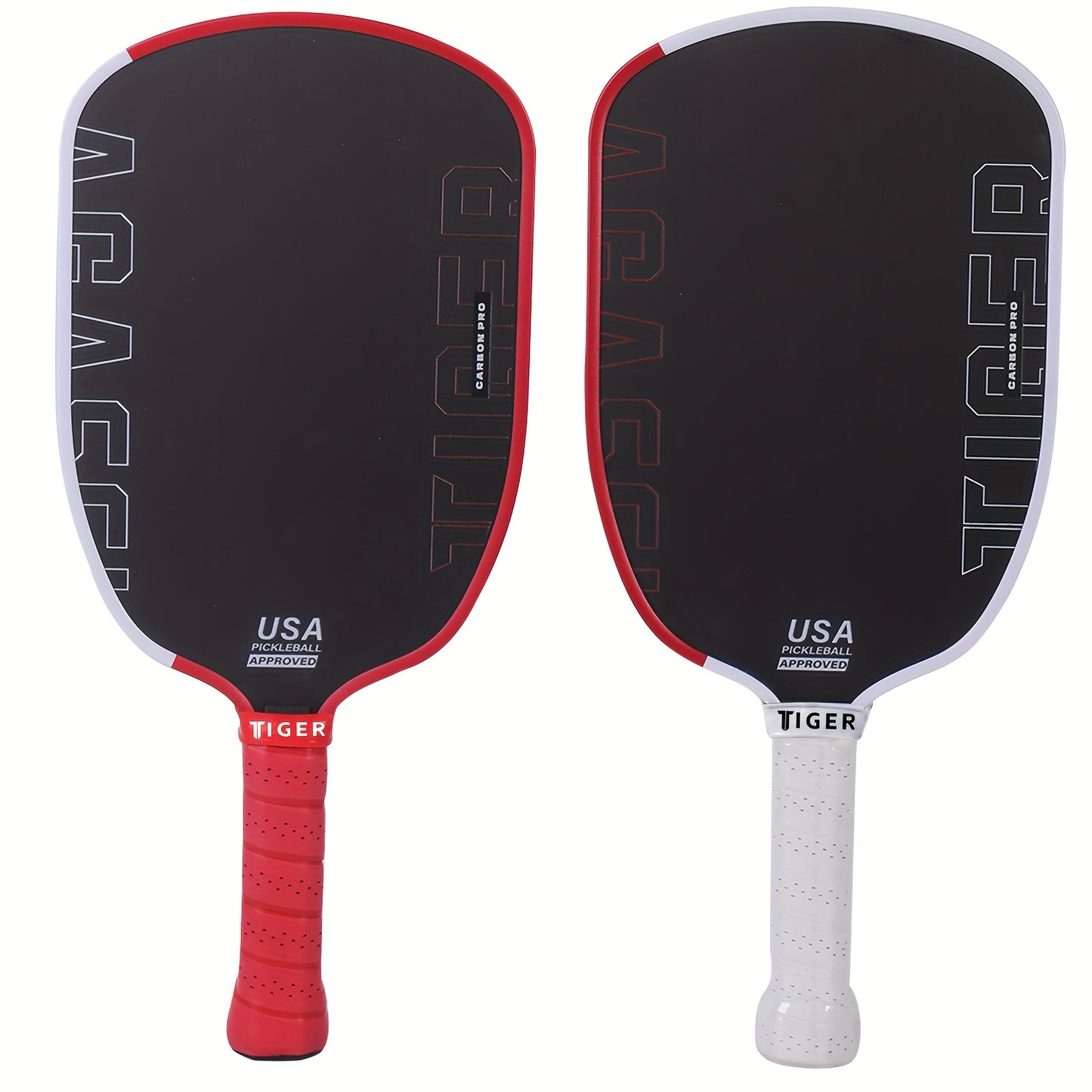 Carbon Fiber Agassi Pro 16mm Pickleball Paddle - T700 Thermoformed Carbon Fiber, Elongated Design for Spin, Power & Control, Carbon Friction Surface, Cold-Press Durable Construction - White/Red/Black, Gift for Men & Women, Re