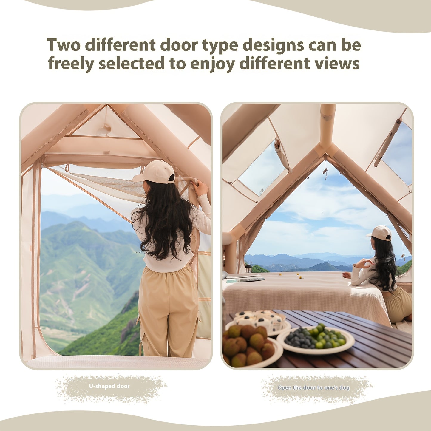 6-Person Inflatable Family Camping Tent - All-Season Waterproof Windproof with Windows, Easy Setup Herringbone Pattern Design, Includes Storage Bag for Outdoor Adventures (Easter, Valentine's Day, Mother's Day, Independence D