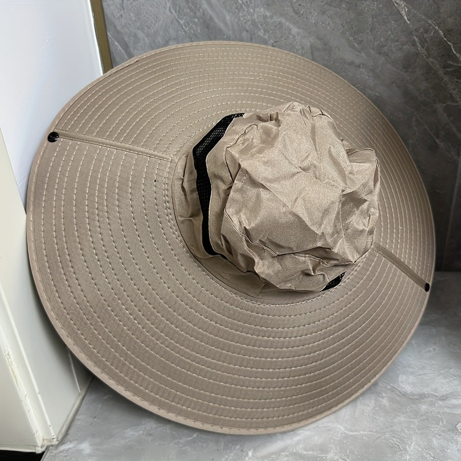 Men's Fashionable Wide Brim Hat - Adjustable Fit, Breathable Fabric, Suitable for Outdoor Vacation, Fishing Trips, and Summer Beach Hats