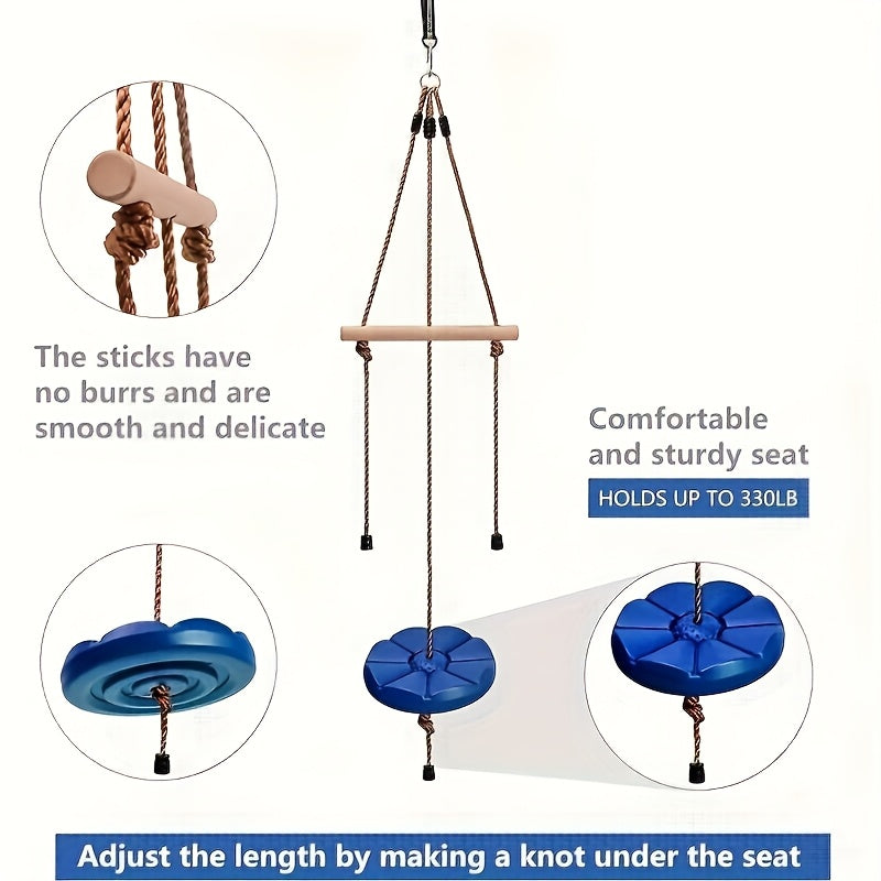 [Fun Disc Swing] 3in1 Fun & Fitness Disc Swing | Rope Swing for Tree, Outdoor/Indoor Swing for Youngsters/Adults, Backyard Swing, Swurfer Swing, Swing Set Accessories, Climbing Frame, Outside Toys, Sports & Outdoor Play Toys,