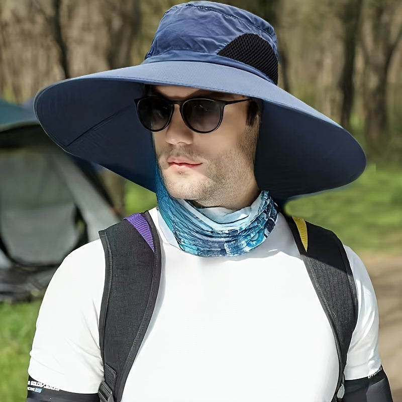 Men's Fashionable Wide Brim Hat - Adjustable Fit, Breathable Fabric, Suitable for Outdoor Vacation, Fishing Trips, and Summer Beach Hats
