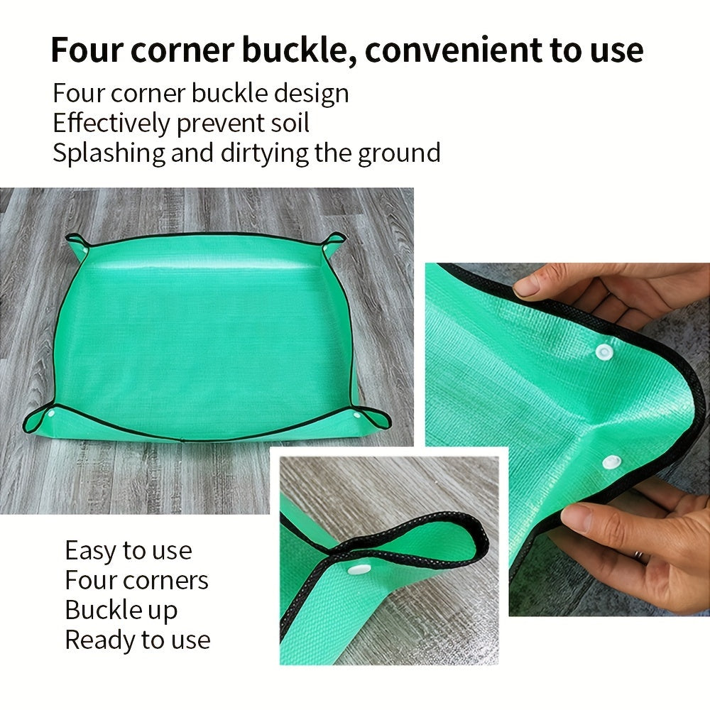 [Waterproof Gardening Mat] Durable Waterproof Gardening Mat - 32x32cm Green Circular Mat with Handles for Soil Changing, Ideal for Succulents, Flowers, and Vegetable Gardening