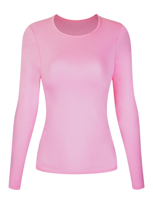 2 Packs Solid T-shirts, Casual Long Sleeve Crew Neck Slim T-shirt, Women's Clothing