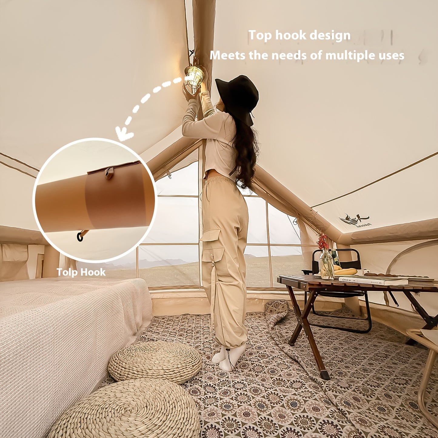 6-Person Inflatable Family Camping Tent - All-Season Waterproof Windproof with Windows, Easy Setup Herringbone Pattern Design, Includes Storage Bag for Outdoor Adventures (Easter, Valentine's Day, Mother's Day, Independence D