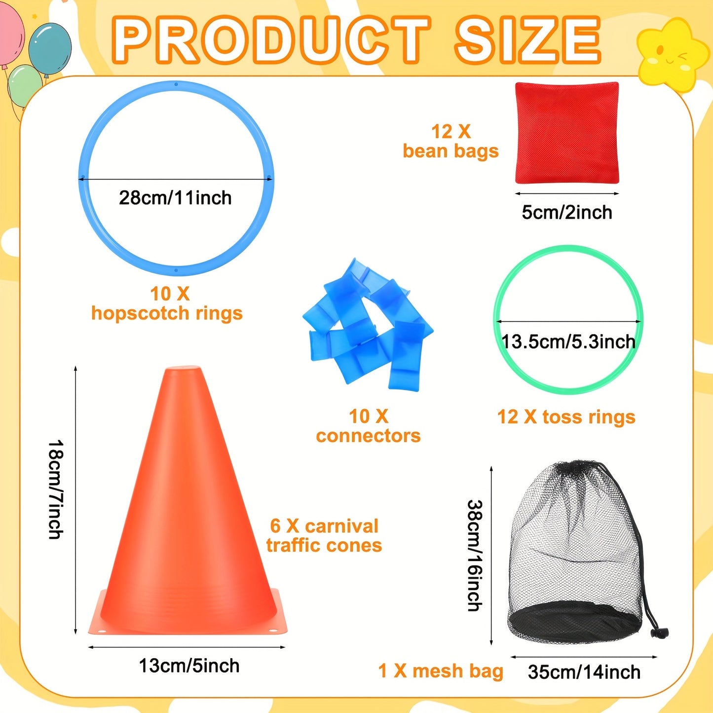 71pcs Carnival Games Set 4ft X 4ft Giant Tic Tac Toe Strap Game, Soft Plastic Cones Bean Bags Ring Toss Game, Hopscotch Ring Game for Birthday Party Outdoor Games Supplies Combo Set