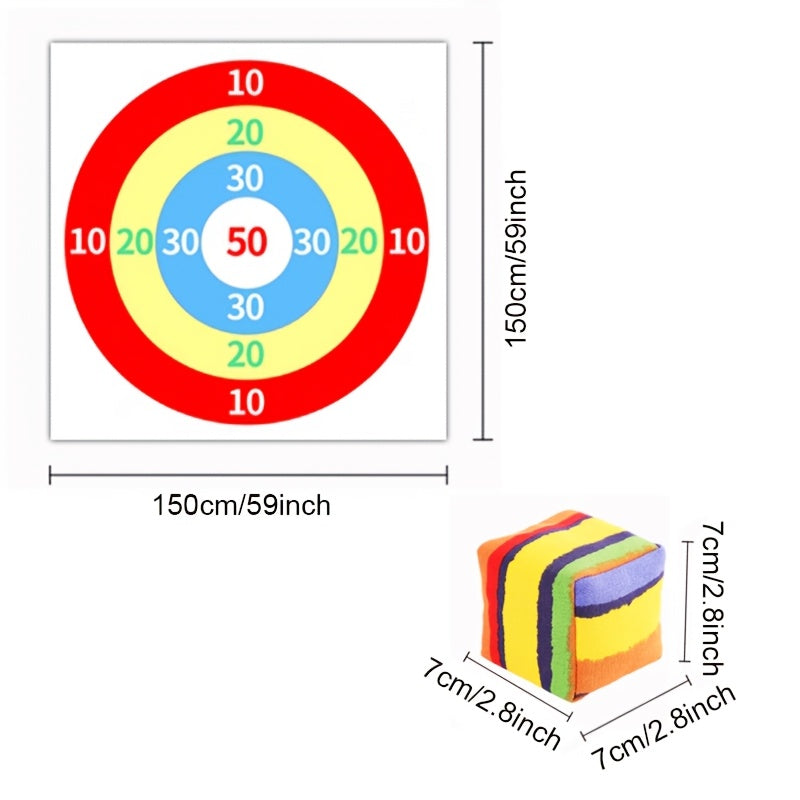 [Fun Sandbag Throwing Game] Fun Sandbag Throwing Target Floor Game Set with 10/5 Random Pattern and Color Bags - Perfect for Outdoor Yard, Camping, Birthday Parties, Family Entertainment, Team Building, Festive Gatherings, Ho