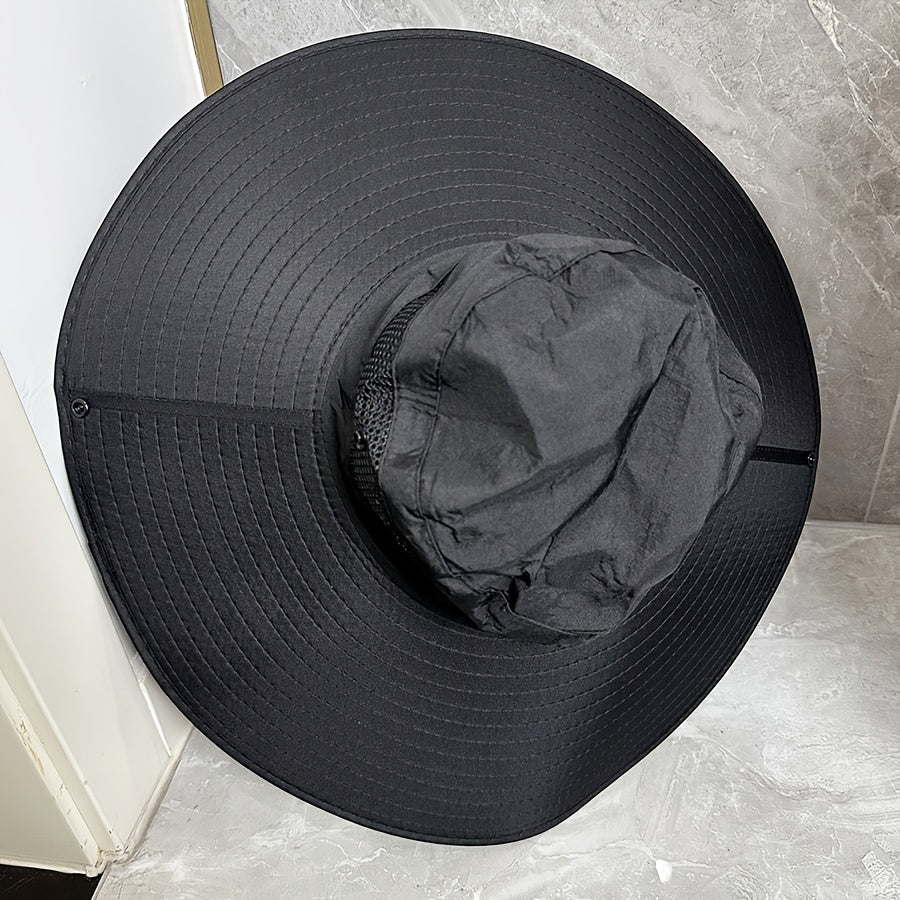 Men's Fashionable Wide Brim Hat - Adjustable Fit, Breathable Fabric, Suitable for Outdoor Vacation, Fishing Trips, and Summer Beach Hats