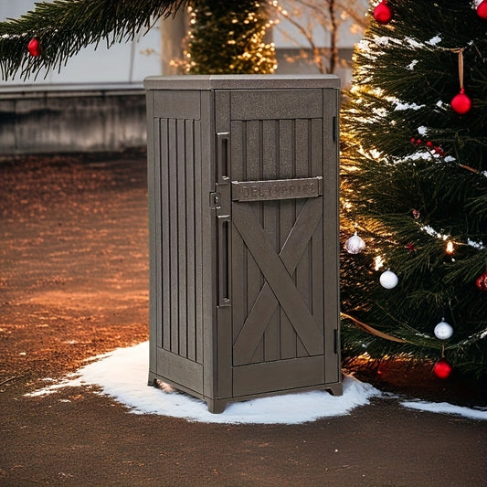 Outdoor Horizontal Storage Sheds w/o Shelf, Weather Resistant Resin Tool Shed, Multi-Opening Door for Storage of Bike, Trash Cans, Garden Tools, 35 cu ft, Waterproof, Lockable, Dark Gray