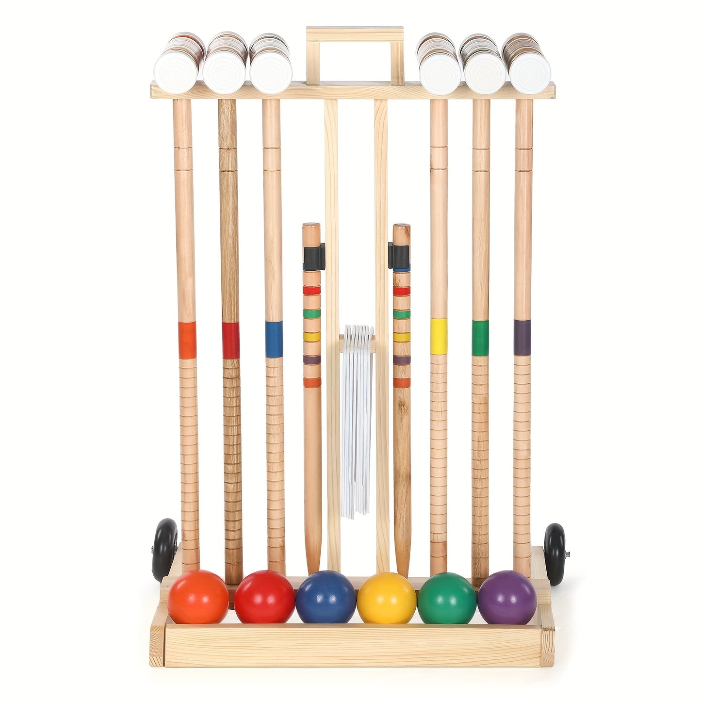 6 Player Croquet Set For Adults And Kids Croquet Lawn Game Kit With Wooden Stand For Backyard Lawn Yard Outdoor Games