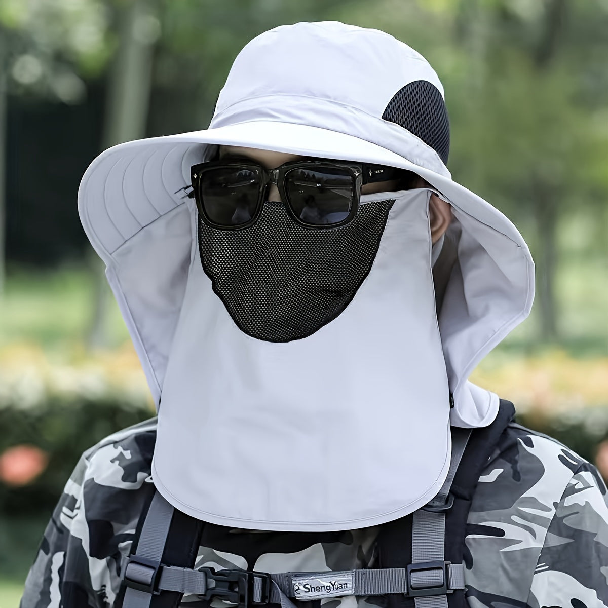 1pc Stylish Wide Brim Sun Hat - Ultimate Protection for Face and Neck, Water-Resistant, Breathable, Lightweight, Adjustable Chin Strap, Perfect for Outdoor Enthusiasts - Fishing, Beach, Cycling, Hiking, Gardening, and More