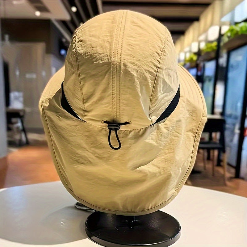 [Breathable Sun Hat] Breathable Polyester 1pc Men's Sun Hat | Perfect for Fishing, Hiking, and Camping - Available in Khaki, Black, Navy Blue, 3 Different Colors, Hand Washable