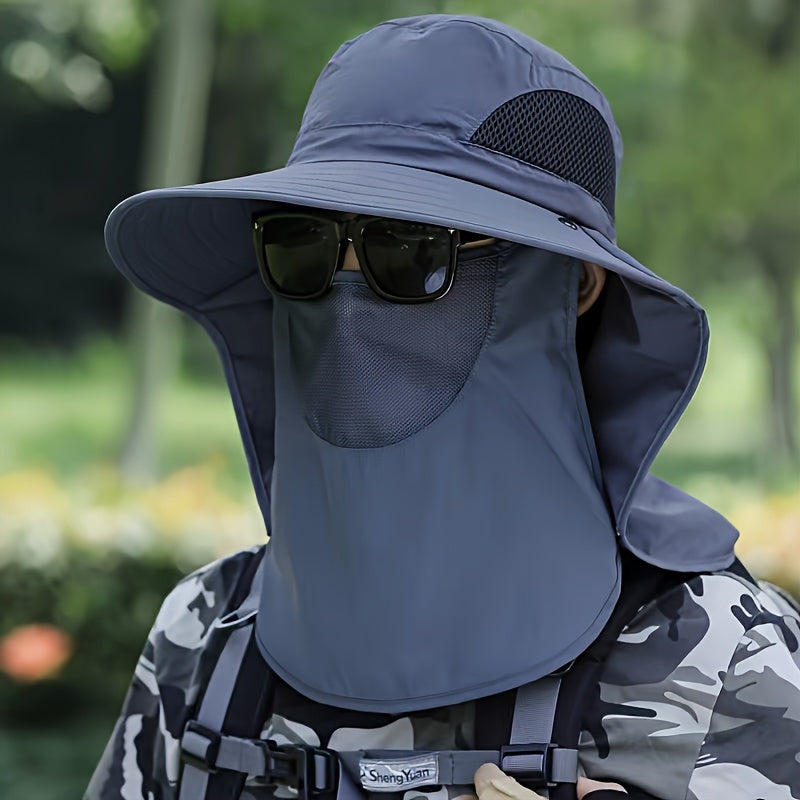 1pc Stylish Wide Brim Sun Hat - Ultimate Protection for Face and Neck, Water-Resistant, Breathable, Lightweight, Adjustable Chin Strap, Perfect for Outdoor Enthusiasts - Fishing, Beach, Cycling, Hiking, Gardening, and More