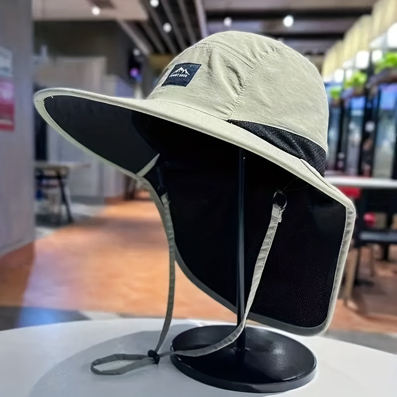 [Breathable Sun Hat] Breathable Polyester 1pc Men's Sun Hat | Perfect for Fishing, Hiking, and Camping - Available in Khaki, Black, Navy Blue, 3 Different Colors, Hand Washable