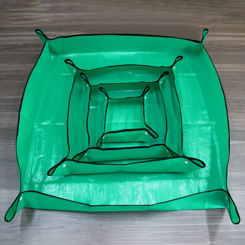 [Waterproof Gardening Mat] Durable Waterproof Gardening Mat - 32x32cm Green Circular Mat with Handles for Soil Changing, Ideal for Succulents, Flowers, and Vegetable Gardening