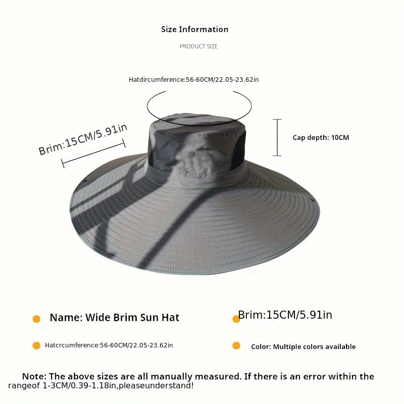 Men's Fashionable Wide Brim Hat - Adjustable Fit, Breathable Fabric, Suitable for Outdoor Vacation, Fishing Trips, and Summer Beach Hats