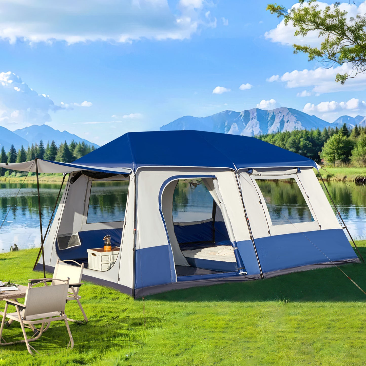 4-10 Person Instant Tent | Family Large Pop-up Camping Tent, 60s Easy Setup, High Quality Glamping Cabin with Carry Bag for Outdoor Activities, 4 Season