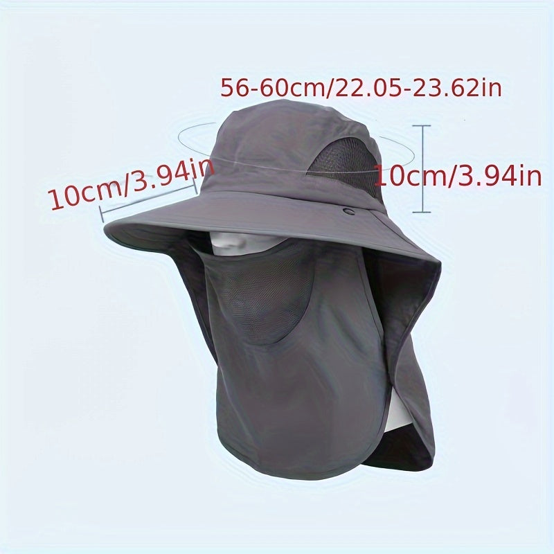 1pc Stylish Wide Brim Sun Hat - Ultimate Protection for Face and Neck, Water-Resistant, Breathable, Lightweight, Adjustable Chin Strap, Perfect for Outdoor Enthusiasts - Fishing, Beach, Cycling, Hiking, Gardening, and More