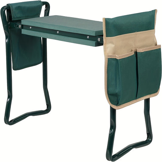 Widen Garden Kneeler and Seat, 2 in 1 Foldable Heavy Duty Garden Stool with 2 Tool Pouches, Gardening Kneeling Bench to Prevent Knee & Back Pain, EVA Foam Pad for Senior