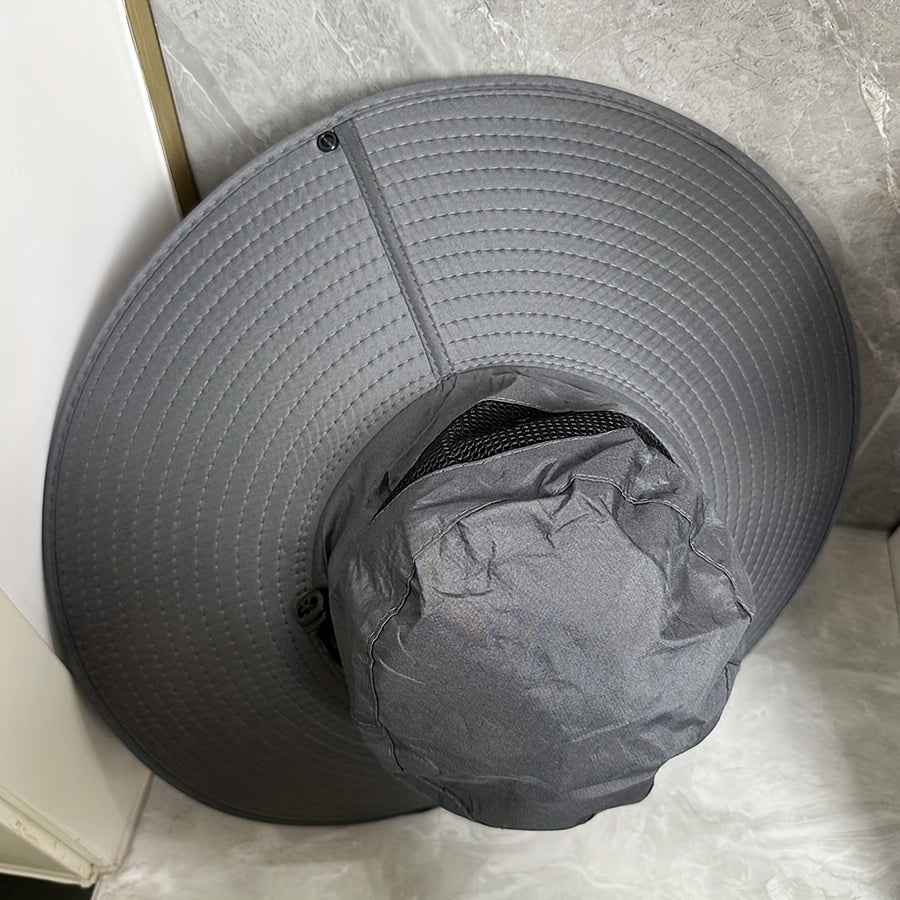 Men's Fashionable Wide Brim Hat - Adjustable Fit, Breathable Fabric, Suitable for Outdoor Vacation, Fishing Trips, and Summer Beach Hats