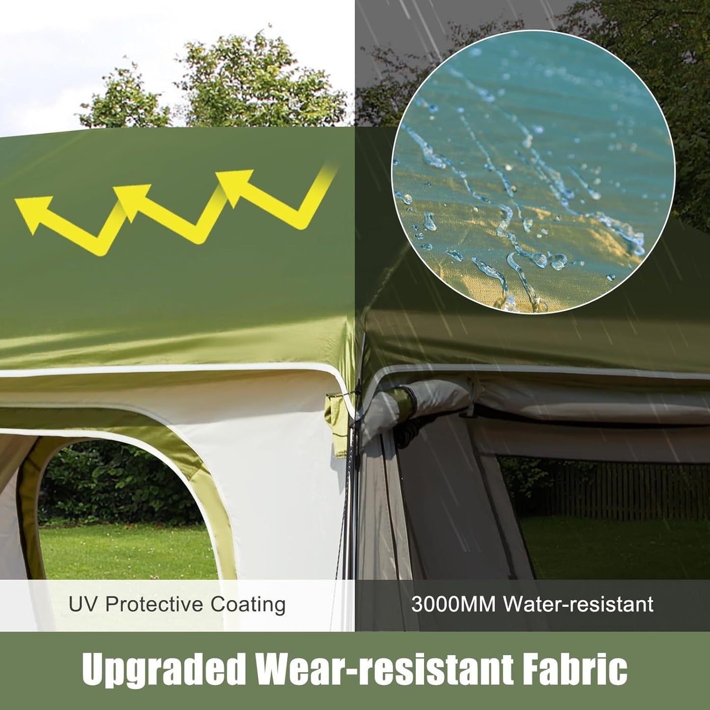 4-10 Person Instant Tent | Family Large Pop-up Camping Tent, 60s Easy Setup, High Quality Glamping Cabin with Carry Bag for Outdoor Activities, 4 Season