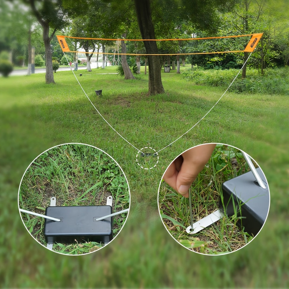 Portable Badminton Net with Carry Bag - Foldable Nylon Sports Net for Tennis, Volleyball & Badminton, Easy Setup & Storage, Orange & Black Design for Home Use