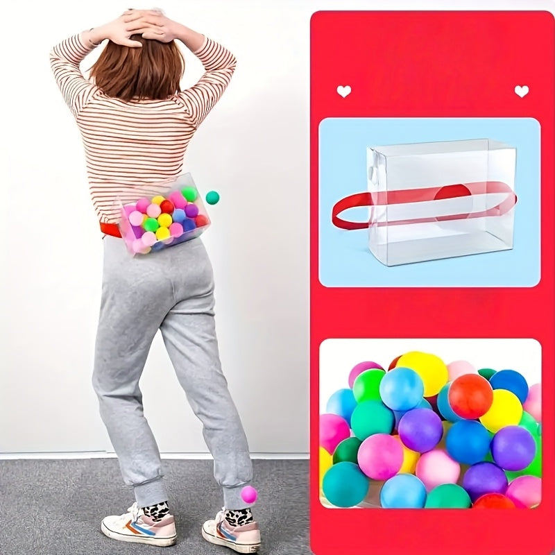 2 Sets of 60 Balls, Interactive Party Game with Two Boxes And Two Belts, Suitable for Happy Families, Outdoor And Indoor, Wedding Anniversary, Birthday, Summer Holiday Theme Party Fun And Halloween, Christmas Party Supplies,