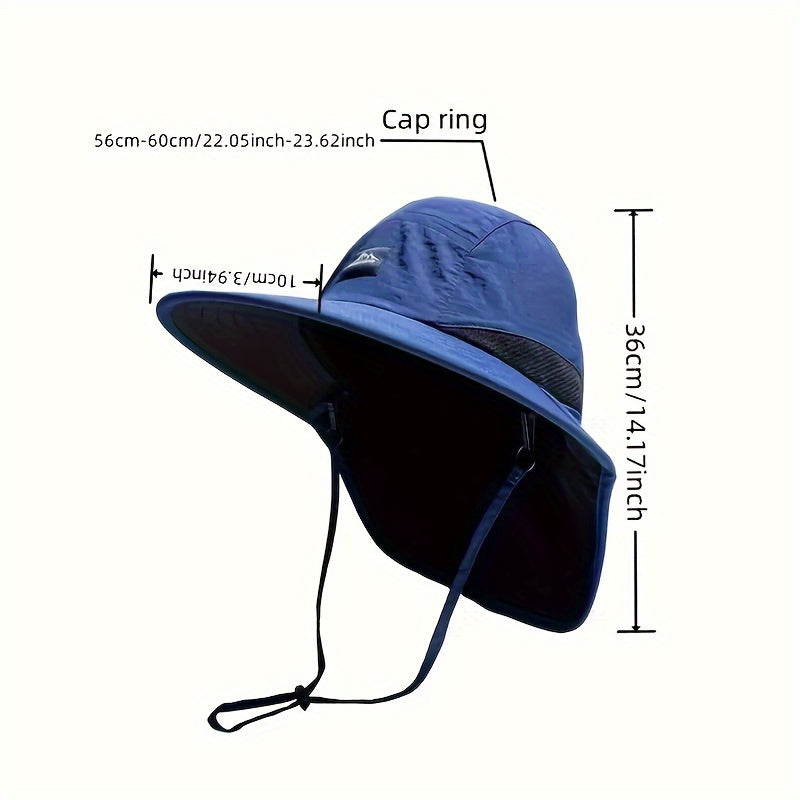 [Breathable Sun Hat] Breathable Polyester 1pc Men's Sun Hat | Perfect for Fishing, Hiking, and Camping - Available in Khaki, Black, Navy Blue, 3 Different Colors, Hand Washable