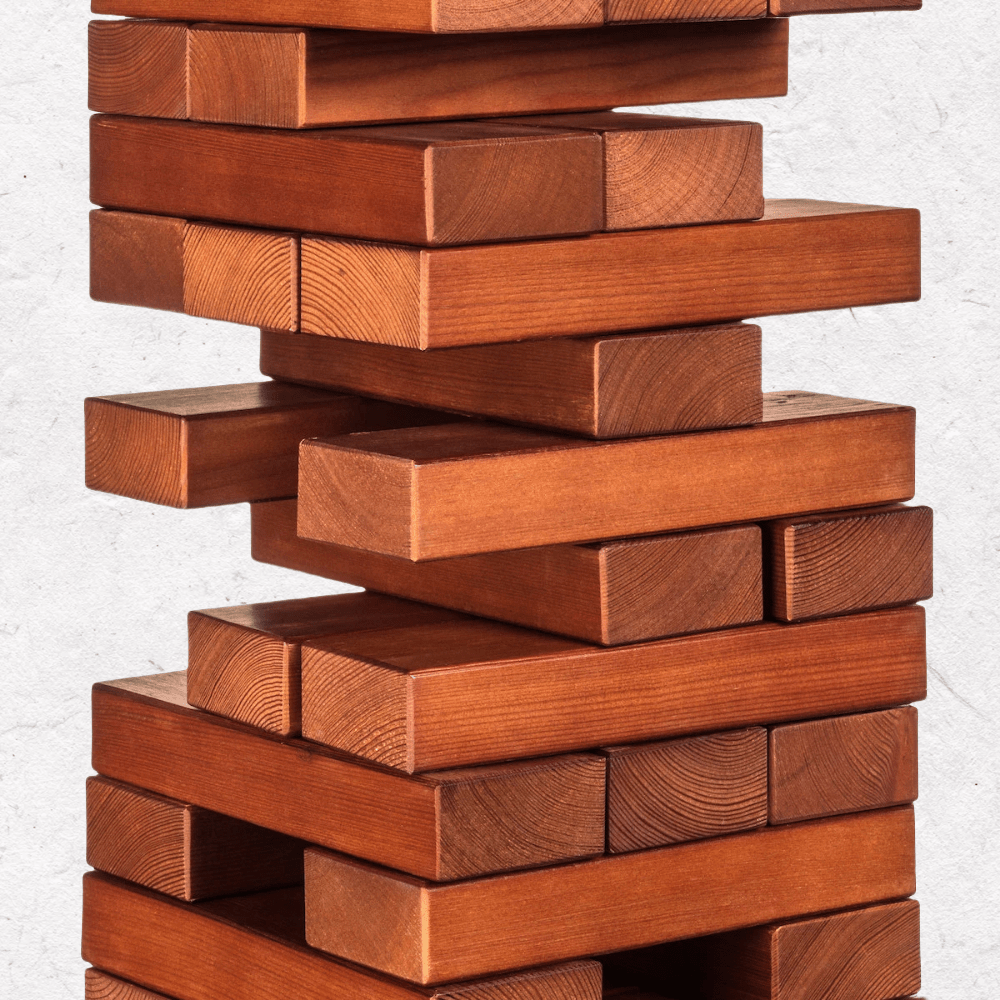 Stained Giant Toppling Timbers - 60-Piece Premium Wooden Block Tower Game with Carrying Case - 3ft Tall Stacking Challenge for Adults, Families & Groups - Backyard BBQ Games, 4th of July Party, Tailgate, Summer Camp & Outdoor